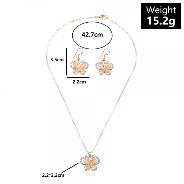 Fashion Temperament Butterfly Rose Snake Shape Earrings Necklace Set