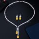 Retro Simple Geometric Full Inlaid Square Zircon Set Necklace Earrings Two-piece Banquet Accessories